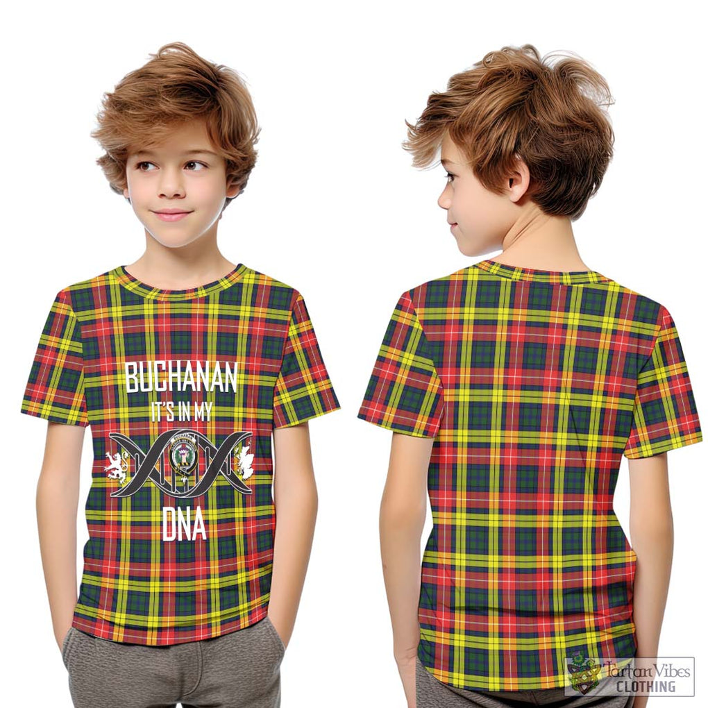 Buchanan Modern Tartan Kid T-Shirt with Family Crest DNA In Me Style Youth XL Size14 - Tartanvibesclothing Shop