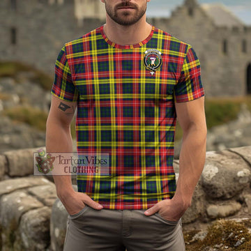 Buchanan Modern Tartan Cotton T-Shirt with Family Crest