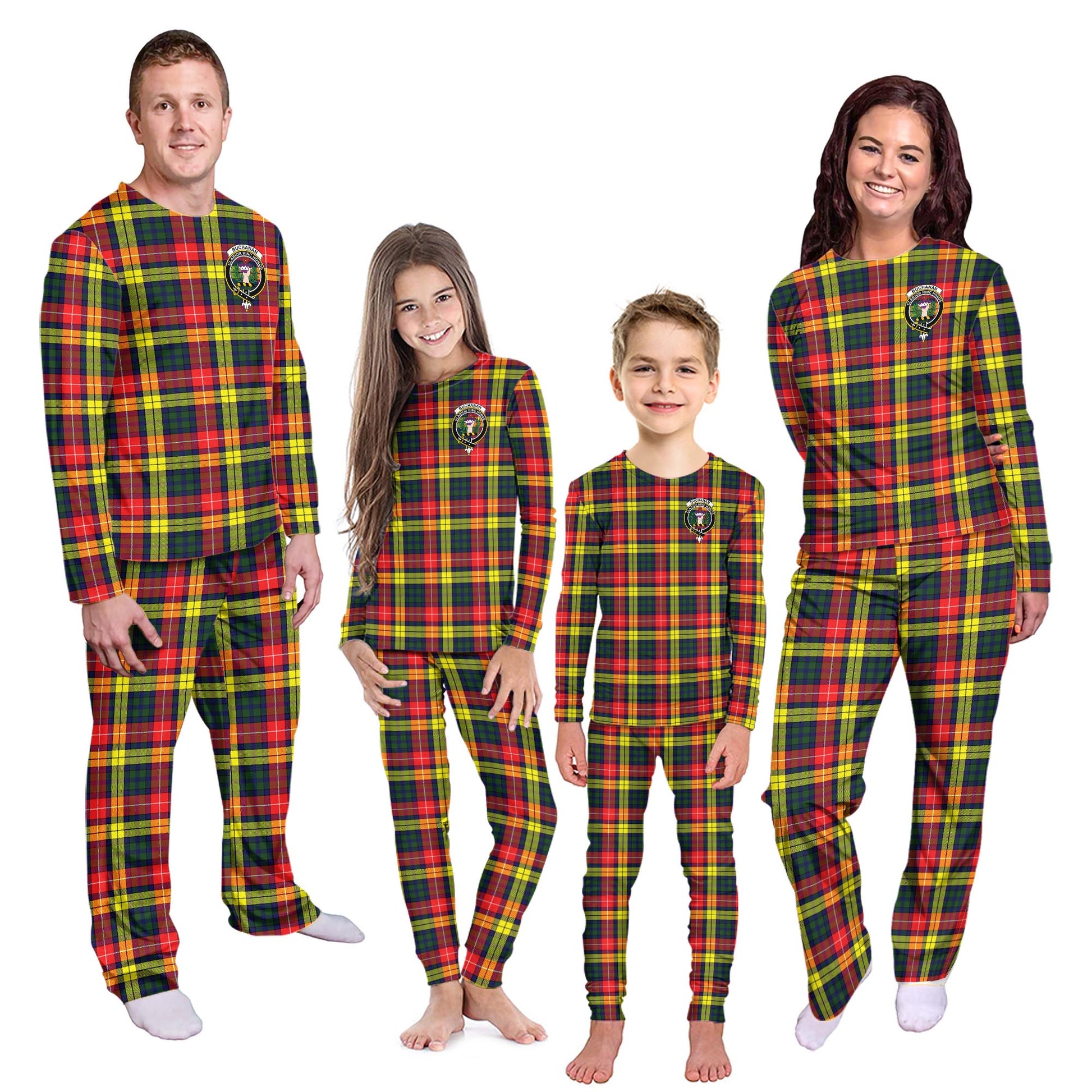 Buchanan Modern Tartan Pajamas Family Set with Family Crest Kid - Tartan Vibes Clothing