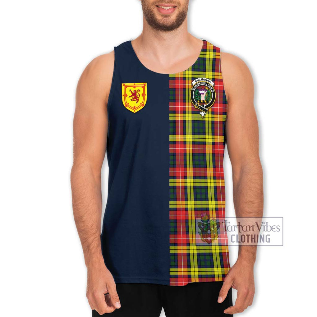 Tartan Vibes Clothing Buchanan Modern Tartan Men's Tank Top with Scottish Lion Royal Arm Half Style