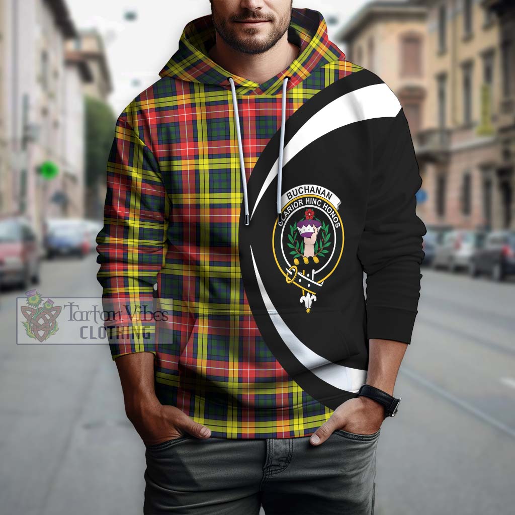 Tartan Vibes Clothing Buchanan Modern Tartan Hoodie with Family Crest Circle Style