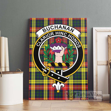 Buchanan Modern Tartan Canvas Print Wall Art with Family Crest