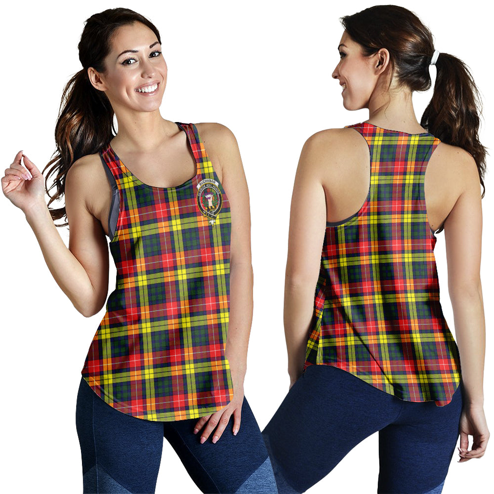 Buchanan Modern Tartan Women Racerback Tanks with Family Crest - Tartanvibesclothing