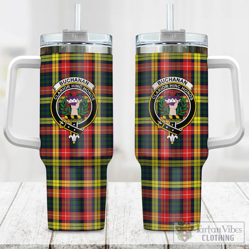 Tartan Vibes Clothing Buchanan Modern Tartan and Family Crest Tumbler with Handle