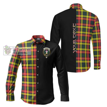 Buchanan Modern Tartan Long Sleeve Button Shirt with Family Crest and Half Of Me Style