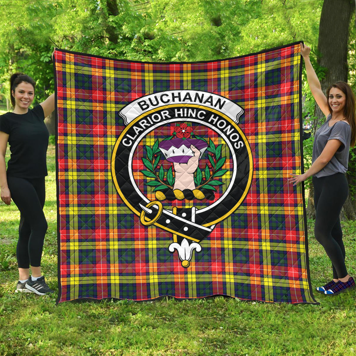 Buchanan Modern Tartan Quilt with Family Crest - Tartanvibesclothing