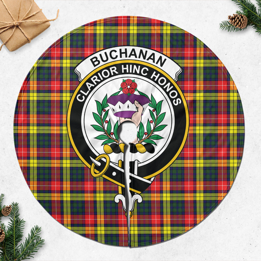 Buchanan Modern Tartan Christmas Tree Skirt with Family Crest - Tartanvibesclothing