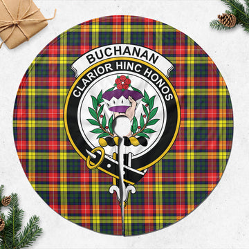 Buchanan Modern Tartan Christmas Tree Skirt with Family Crest