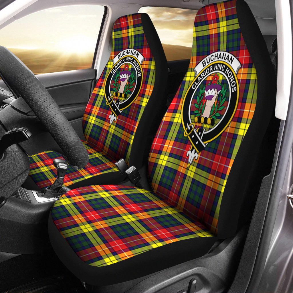 Buchanan Modern Tartan Car Seat Cover with Family Crest One Size - Tartanvibesclothing