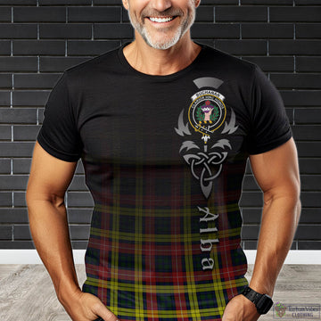 Buchanan Modern Tartan T-Shirt Featuring Alba Gu Brath Family Crest Celtic Inspired