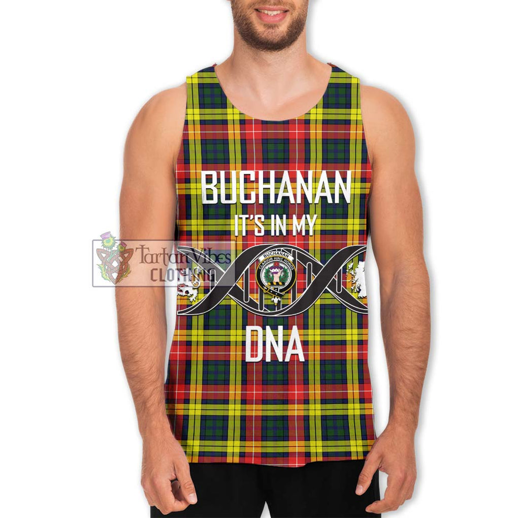 Buchanan Modern Tartan Men's Tank Top with Family Crest DNA In Me Style Men - Tartanvibesclothing Shop