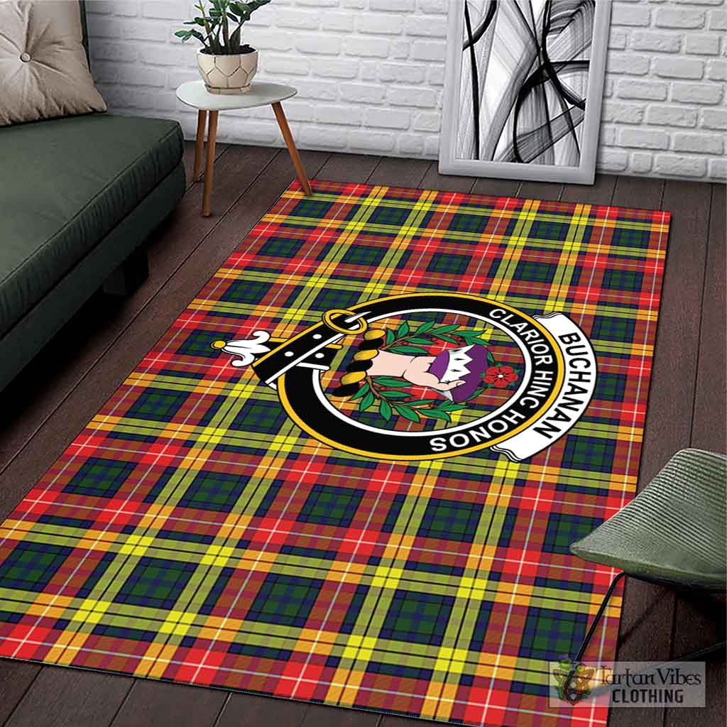 Tartan Vibes Clothing Buchanan Modern Tartan Area Rug with Family Crest