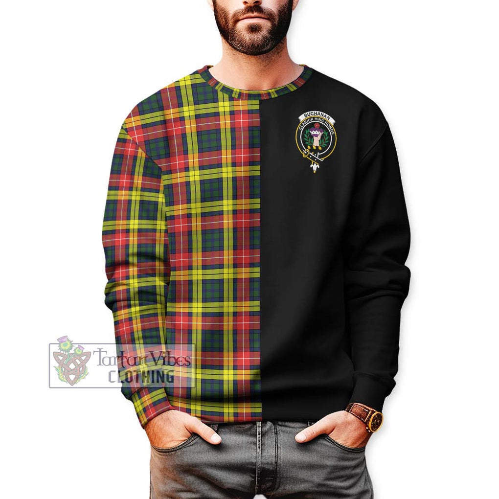 Buchanan Modern Tartan Sweatshirt with Family Crest and Half Of Me Style Unisex - Tartanvibesclothing Shop