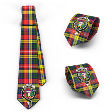 Buchanan Modern Tartan Classic Necktie with Family Crest