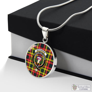 Buchanan Modern Tartan Circle Necklace with Family Crest