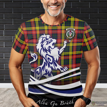 Buchanan Modern Tartan T-Shirt with Alba Gu Brath Regal Lion Emblem