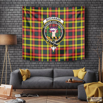 Buchanan Modern Tartan Tapestry Wall Hanging and Home Decor for Room with Family Crest