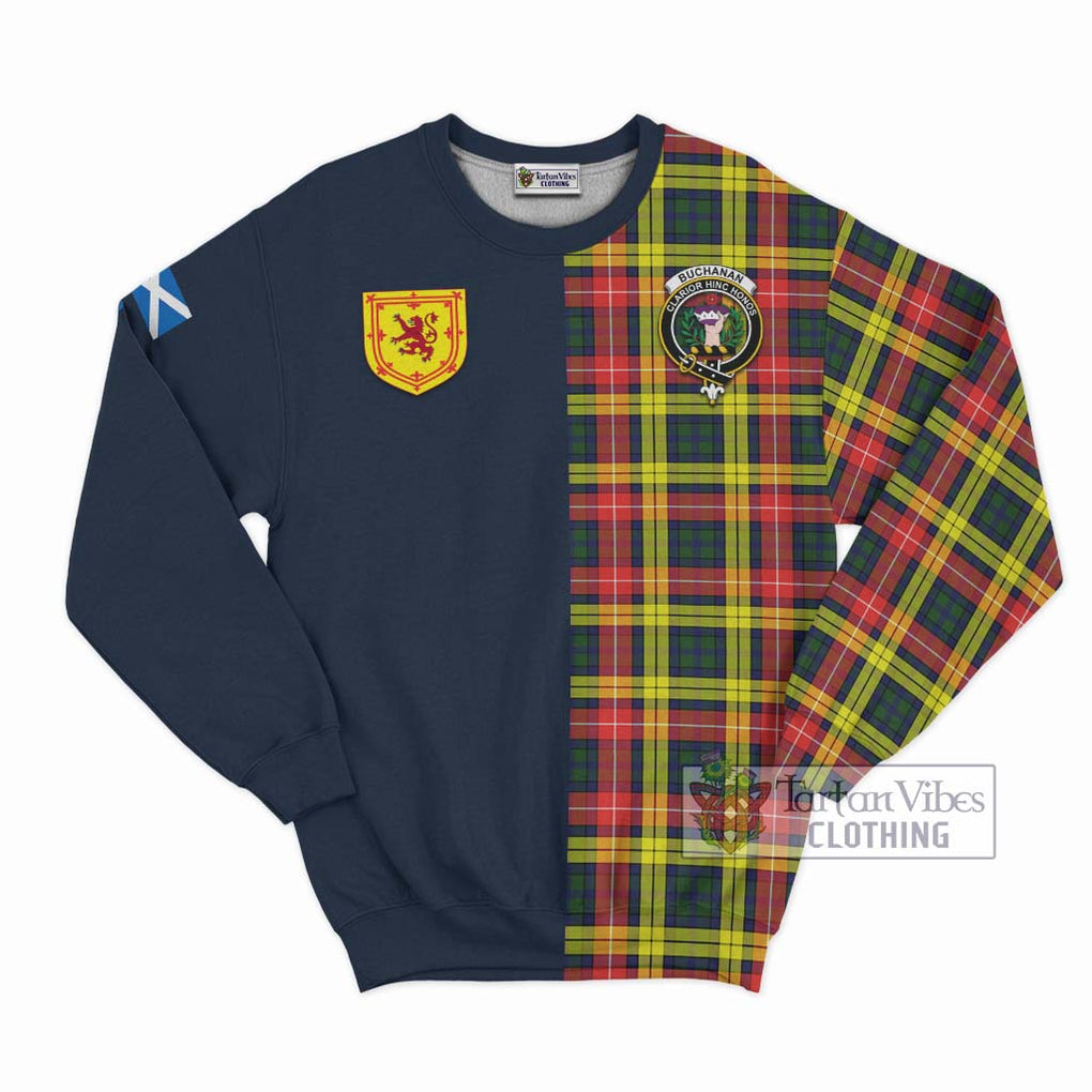 Tartan Vibes Clothing Buchanan Modern Tartan Sweatshirt with Scottish Lion Royal Arm Half Style