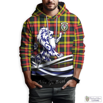 Buchanan Modern Tartan Hoodie with Alba Gu Brath Regal Lion Emblem