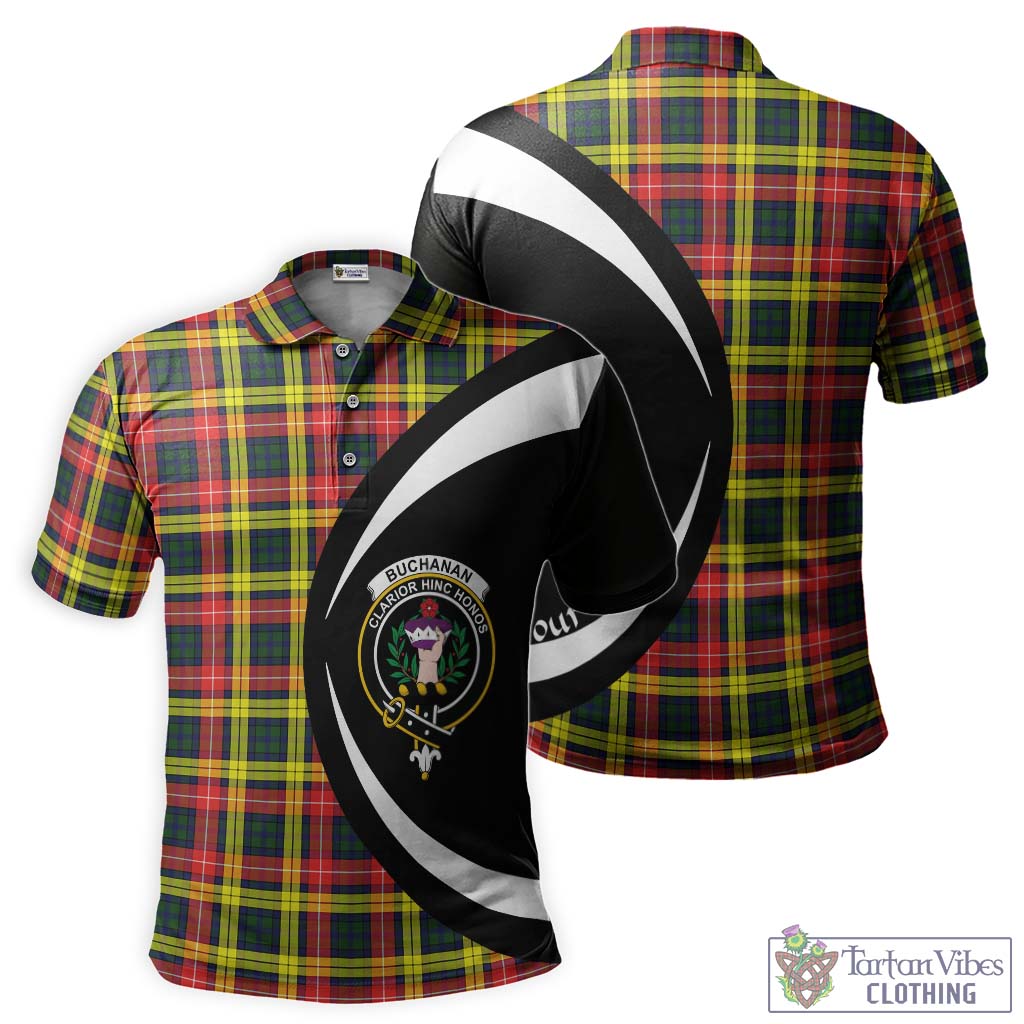 Buchanan Modern Tartan Men's Polo Shirt with Family Crest Circle Style Kid - Tartan Vibes Clothing