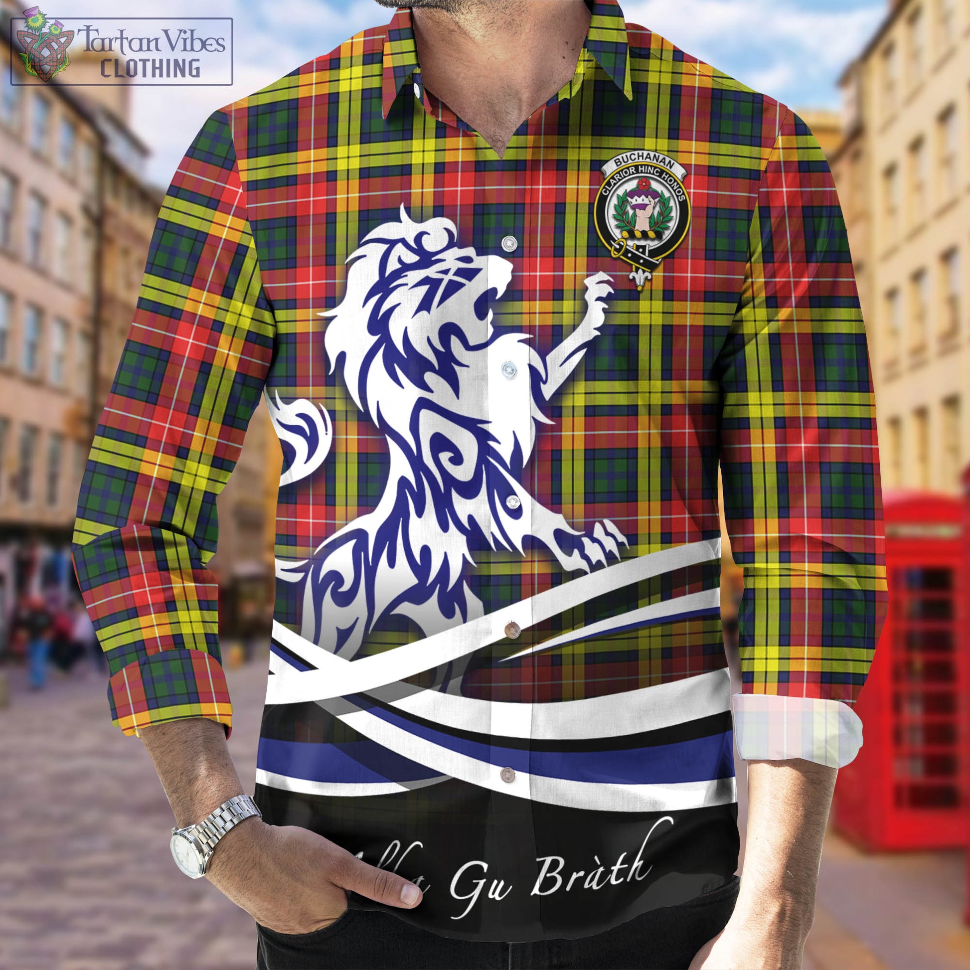 buchanan-modern-tartan-long-sleeve-button-up-shirt-with-alba-gu-brath-regal-lion-emblem