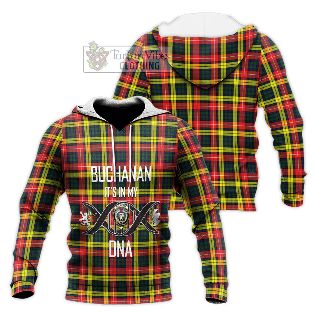 Buchanan Modern Tartan Knitted Hoodie with Family Crest DNA In Me Style Unisex Knitted Pullover Hoodie - Tartanvibesclothing Shop