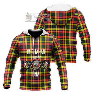 Buchanan Modern Tartan Knitted Hoodie with Family Crest DNA In Me Style