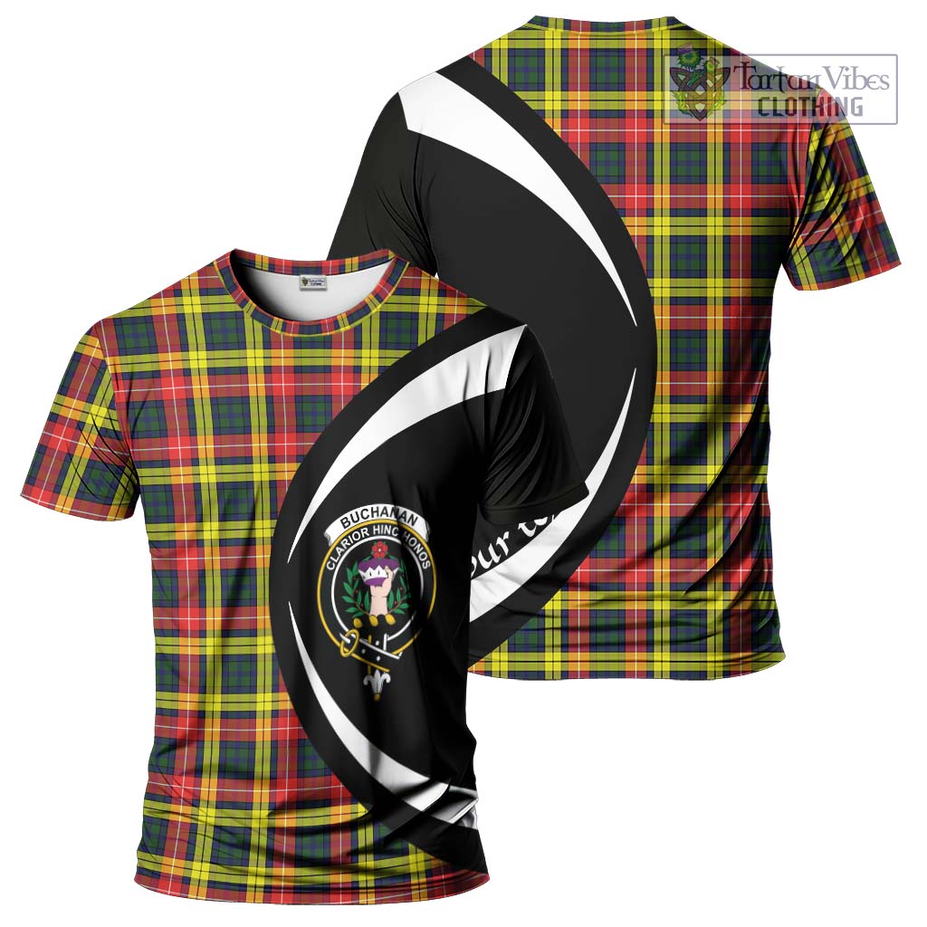 Tartan Vibes Clothing Buchanan Modern Tartan T-Shirt with Family Crest Circle Style