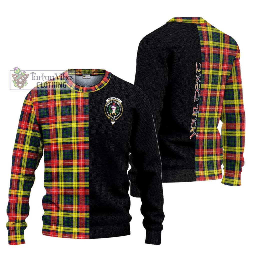 Buchanan Modern Tartan Knitted Sweater with Family Crest and Half Of Me Style Unisex - Tartanvibesclothing Shop