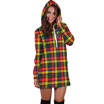 Buchanan Modern Tartan Hoodie Dress with Family Crest