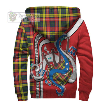 Buchanan Modern Tartan Sherpa Hoodie with Epic Bagpipe Style