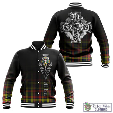 Buchanan Modern Tartan Baseball Jacket Featuring Alba Gu Brath Family Crest Celtic Inspired