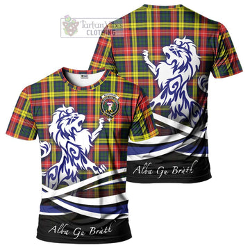 Buchanan Modern Tartan Cotton T-shirt with Alba Gu Brath Regal Lion Emblem