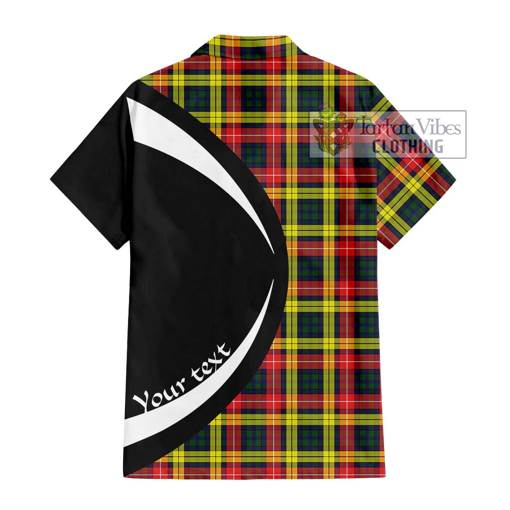 Buchanan Modern Tartan Short Sleeve Button Up with Family Crest Circle Style - Tartan Vibes Clothing