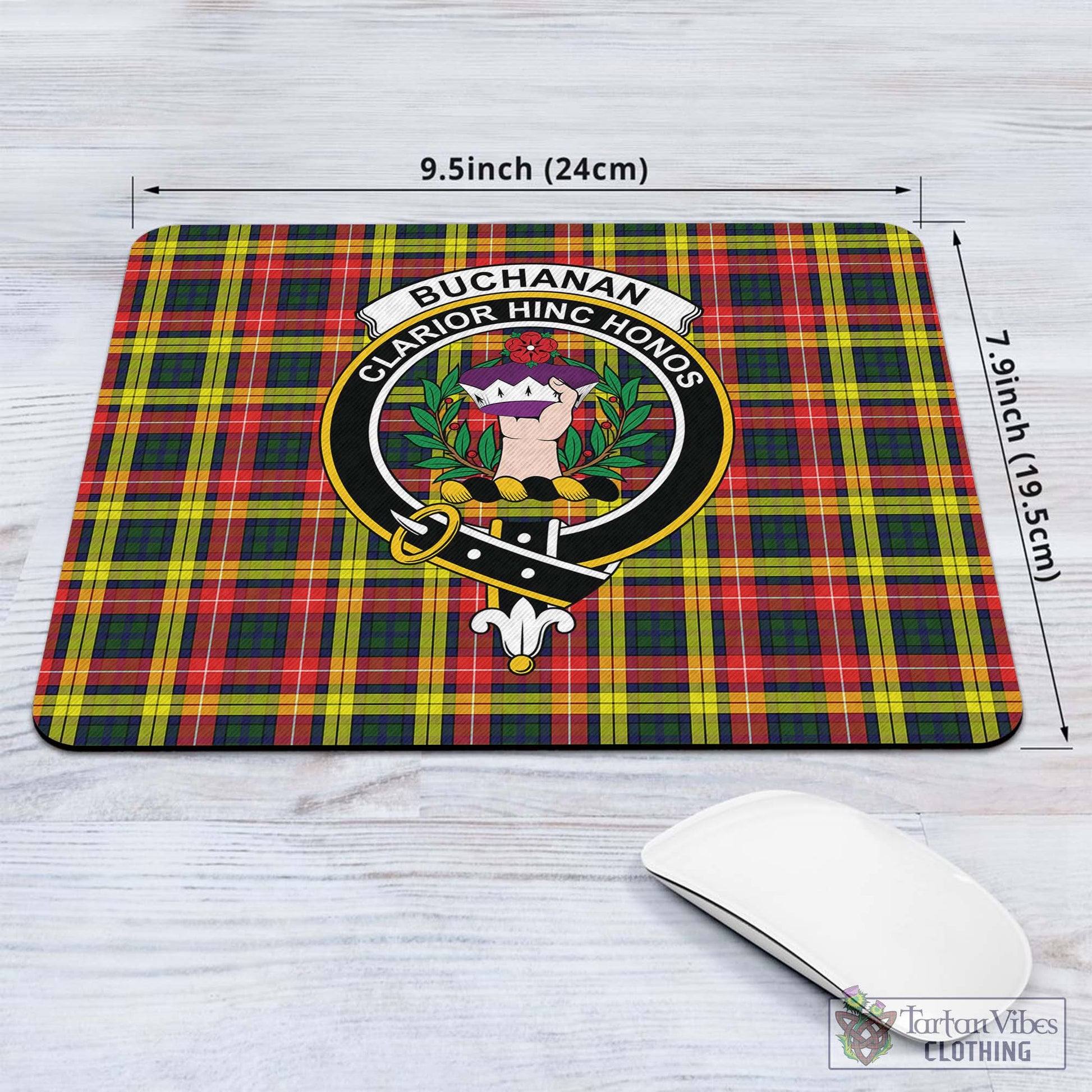 Tartan Vibes Clothing Buchanan Modern Tartan Mouse Pad with Family Crest