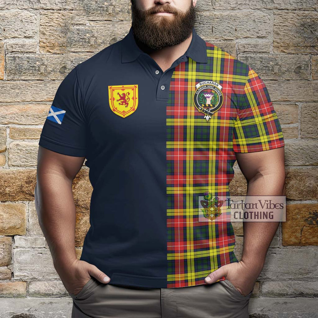 Tartan Vibes Clothing Buchanan Modern Tartan Polo Shirt with Scottish Lion Royal Arm Half Style