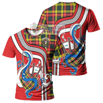 Buchanan Modern Tartan T-Shirt with Epic Bagpipe Style