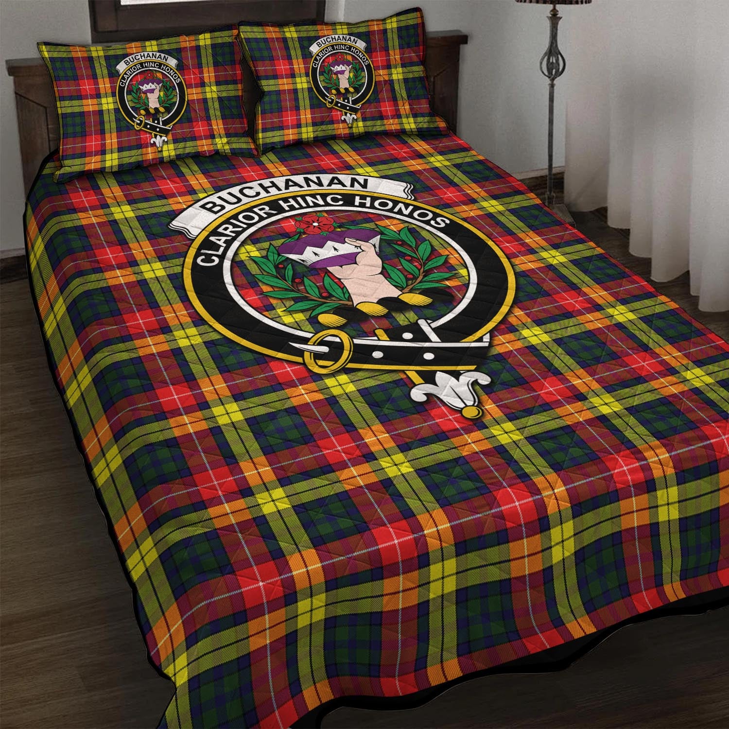 Buchanan Modern Tartan Quilt Bed Set with Family Crest - Tartan Vibes Clothing