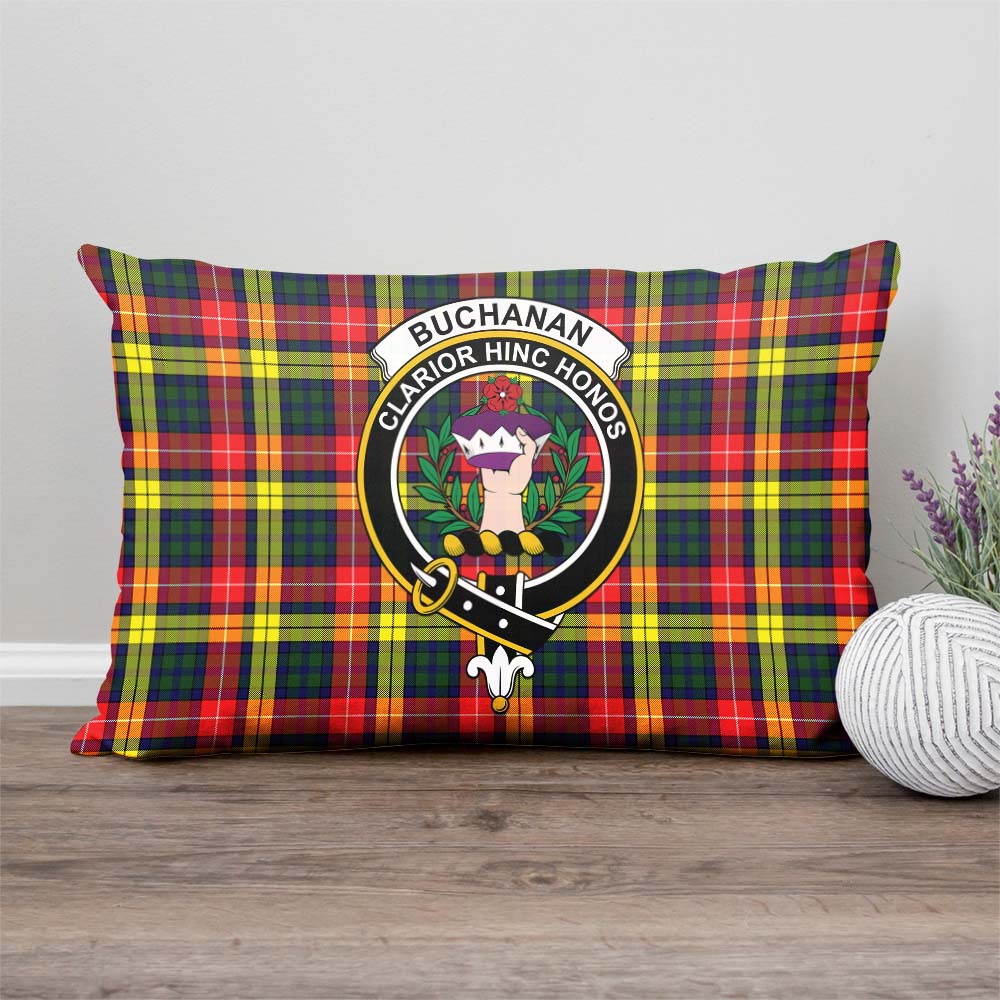 Buchanan Modern Tartan Pillow Cover with Family Crest Rectangle Pillow Cover - Tartanvibesclothing