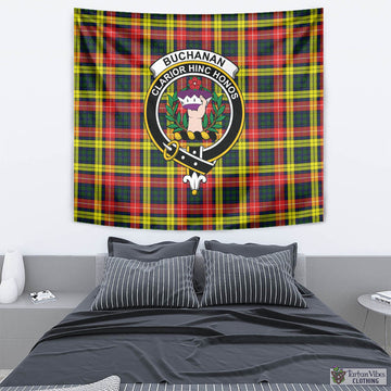 Buchanan Modern Tartan Tapestry Wall Hanging and Home Decor for Room with Family Crest