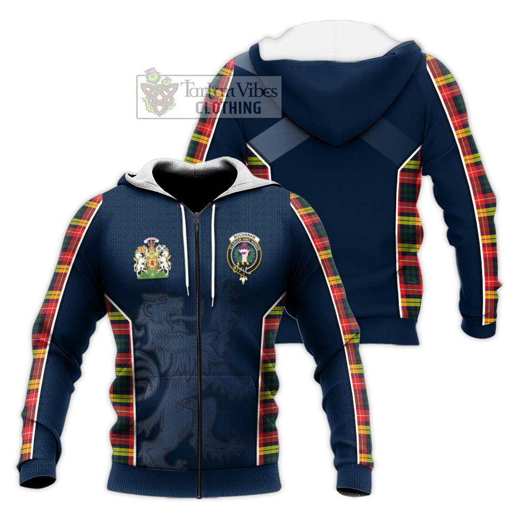 Buchanan Modern Tartan Knitted Hoodie with Family Crest and Lion Rampant Vibes Sport Style Unisex Knitted Zip Hoodie - Tartan Vibes Clothing