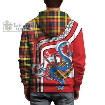 Buchanan Modern Tartan Hoodie with Epic Bagpipe Style