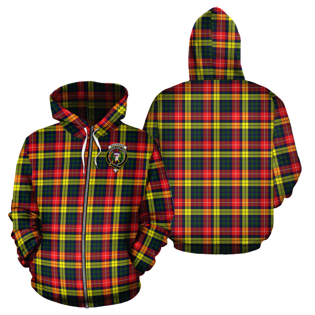 Buchanan Modern Tartan Hoodie with Family Crest - Tartanvibesclothing