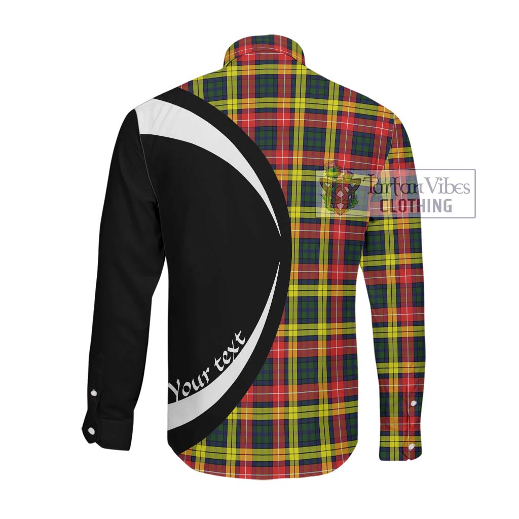 Buchanan Modern Tartan Long Sleeve Button Up with Family Crest Circle Style Men's Shirt - Tartan Vibes Clothing