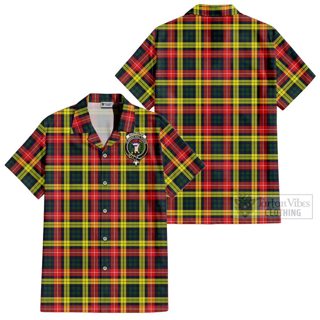 Buchanan Modern Tartan Cotton Hawaiian Shirt with Family Crest Kid - Tartan Vibes Clothing