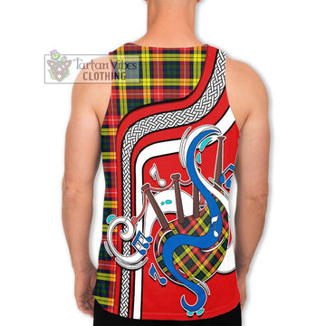 Buchanan Modern Tartan Men's Tank Top with Epic Bagpipe Style