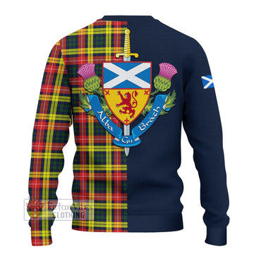 Buchanan Modern Tartan Ugly Sweater with Scottish Lion Royal Arm Half Style