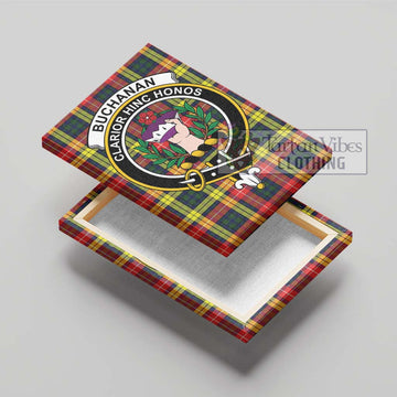 Buchanan Modern Tartan Canvas Print Wall Art with Family Crest