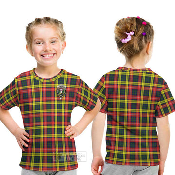 Buchanan Modern Tartan Kid T-Shirt with Family Crest