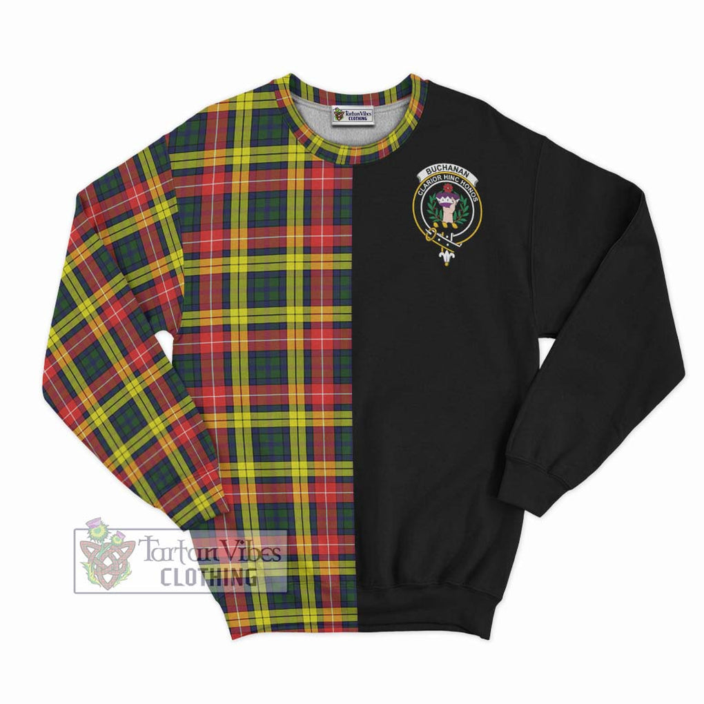 Buchanan Modern Tartan Sweatshirt with Family Crest and Half Of Me Style - Tartanvibesclothing Shop